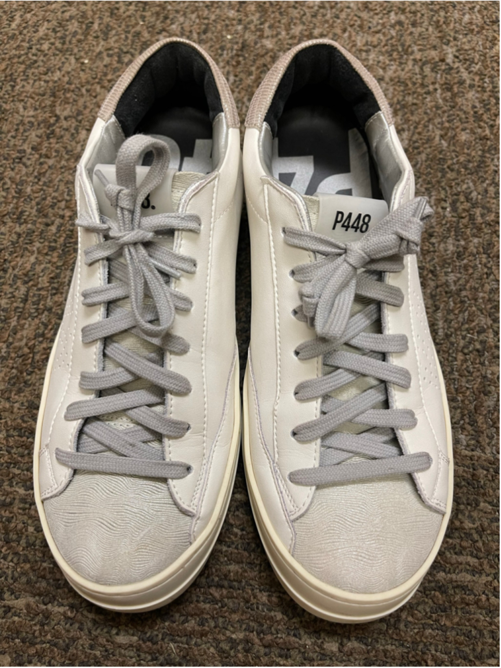 Women's P448 Sneakers Size 9 White and Grey Low Top Shoes - Picture 2 of 8